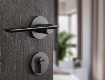 Minimalist matte black door handle